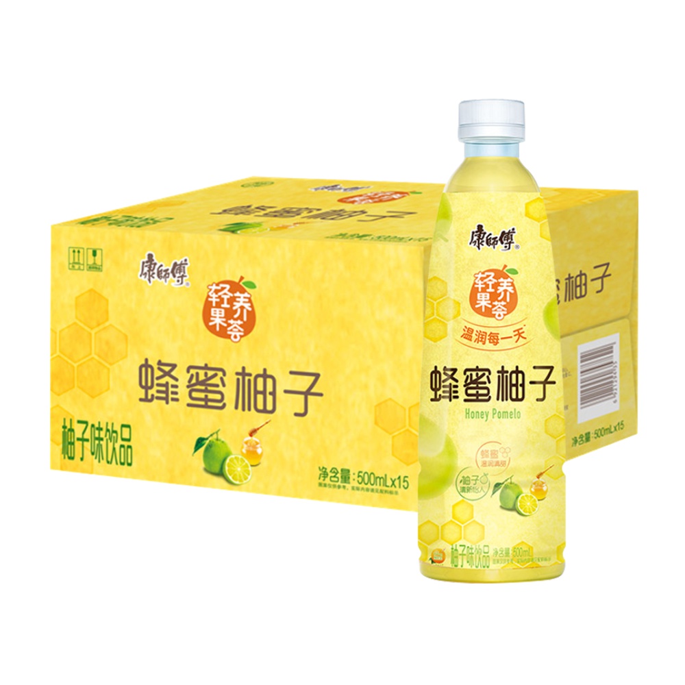 康师傅轻养果荟蜂蜜柚子500ml*15瓶果汁饮料饮品整箱装宅家囤货*2件