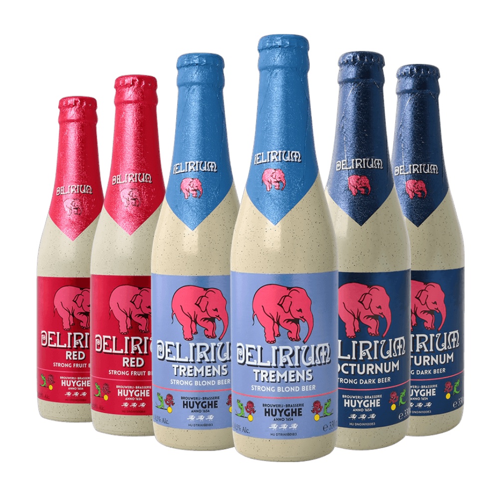 进口比利时delirium深粉浅粉给劲樱桃粉象啤酒330mlx6瓶果味2件